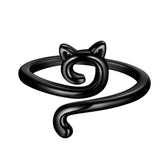 Lovely Cute Cat Rings Animals Jewelry Ring Adjustable For Women Girls Cat Lover Gifts Atrk002